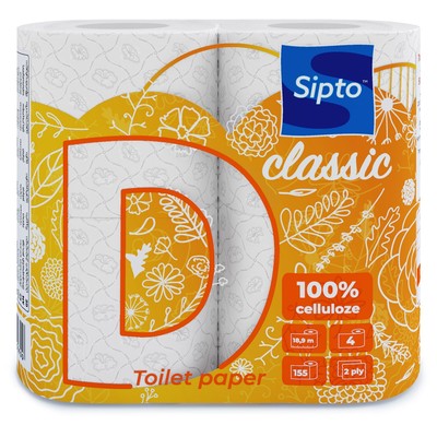 СИПТО Deco Sipto Classic Бумага туалетная 2хслойная 170листов 1х4рулона белая