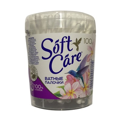 РОМАКС Ватные палочки Soft Care 100шт стакан круглый