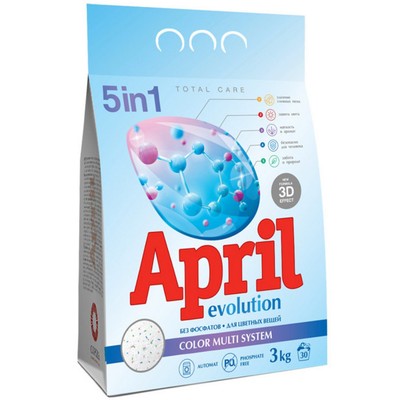 Сонца April Стиральный порошок Evolution 3D 3кг Автомат 5в1 Color Multi System