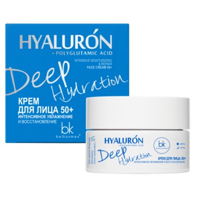 Belkosmex HYALURON Deep Hydration  Крем для лица 50+ Интенсивное увлажнение и восстановление 48мл